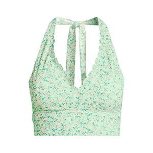 Land's End Tugless floral scallop bikini halter top mint green multi floral Var